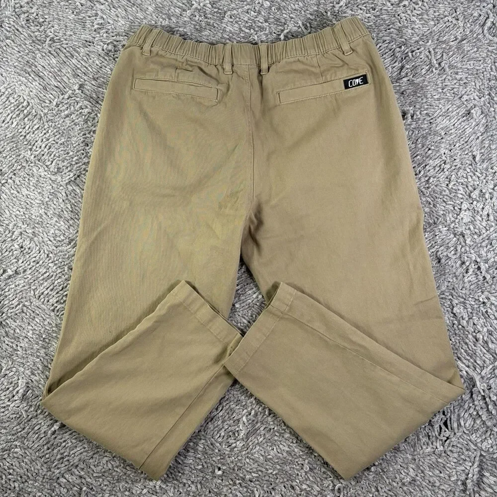 Cove USA Chino Pants Mens 34/30 Beige Elastic Waist Golf Preppy Stretch Business